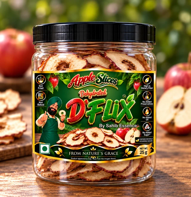D’FLIX Dehydrated Apple Slices, 25 g jar
