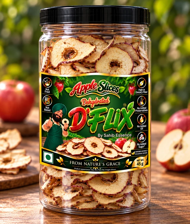 D’FLIX Dehydrated Apple Slices, 45 g jar