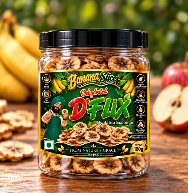 D’FLIX Dehydrated Banana Slices, 100 g jar